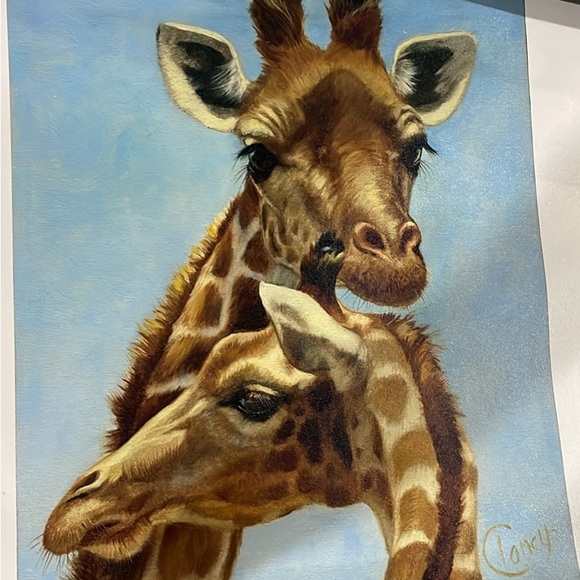 Majestic Giraffe Duo Canvas Art - Brown and Cream